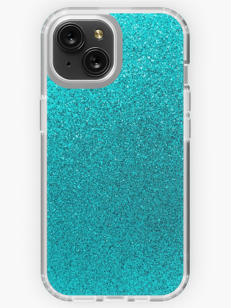 Aqua Blue Faux Glitter Background iPhone Case