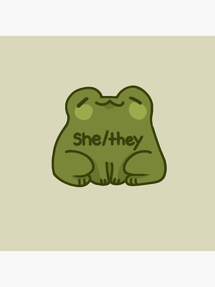 Thumbnail 3 of 3, Pin, She/They Frog Pronouns designed and sold by humblemushroom.