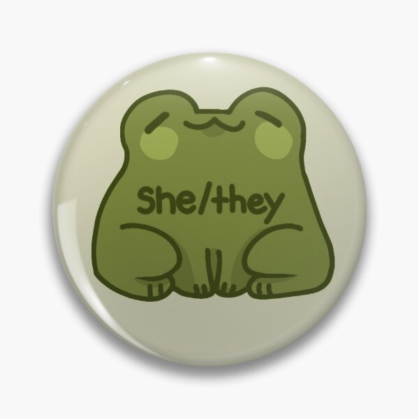 She/They Frog Pronouns Pin