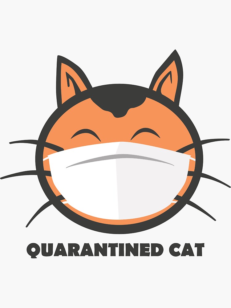 "Quarantined Cat Cartoon" Sticker by winnond Redbubble