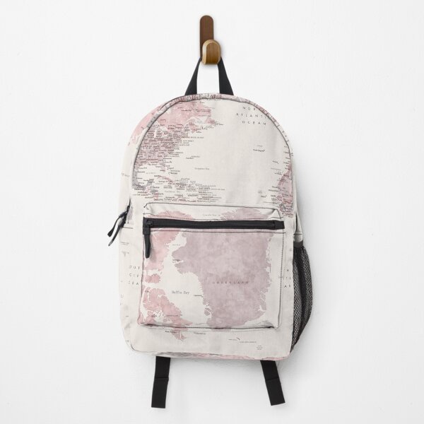 Item preview, Dusty pink and cream watercolor detailed world map Madelia designed and sold by blursbyai.
