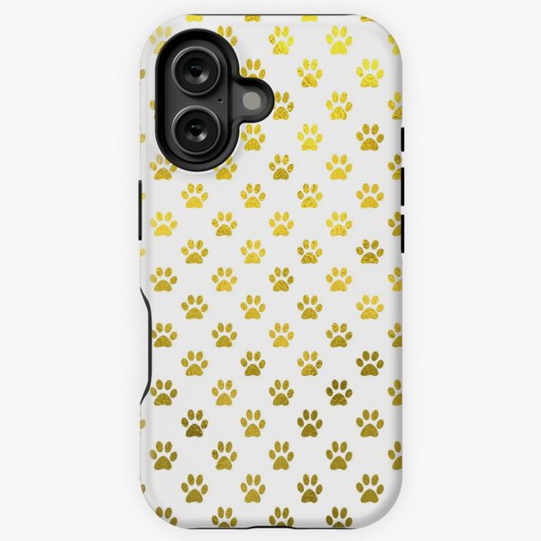 Item preview, Dog Paws Gold White Metallic Faux Foil Polka Dots designed and sold by SilverSpiral.