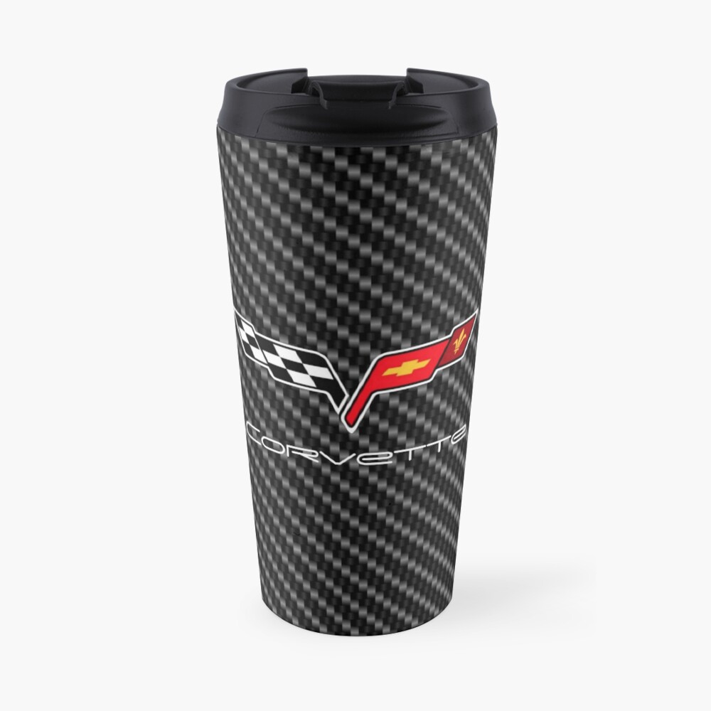Corvette logo with Carbon Travel Mug