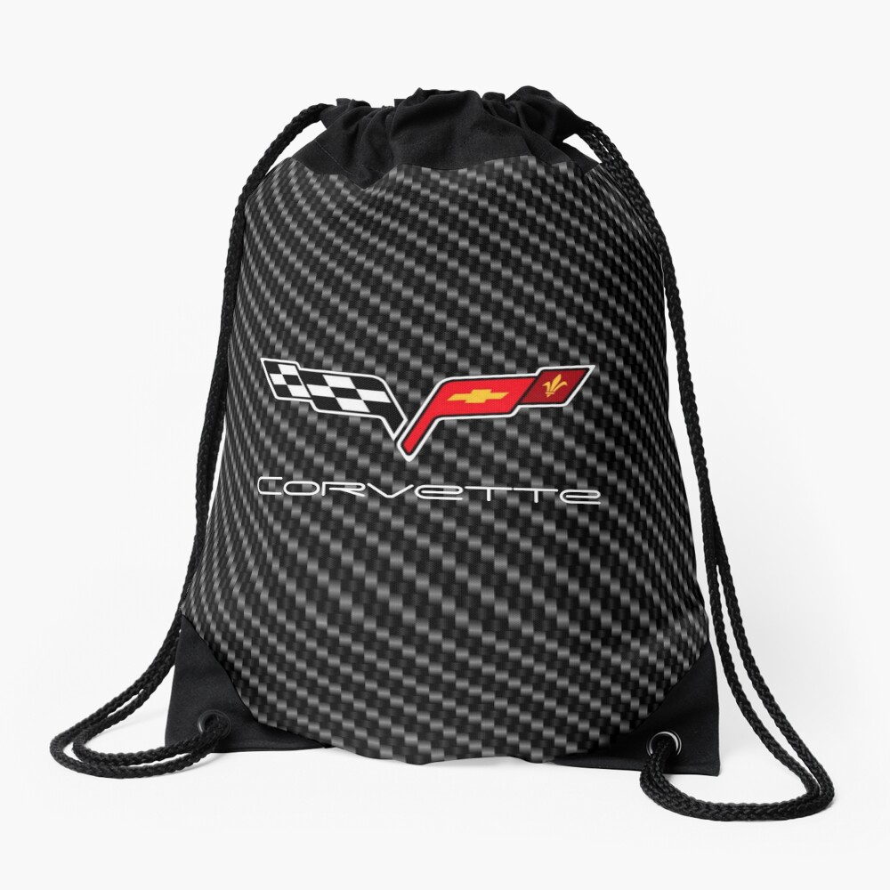 Corvette logo with Carbon Drawstring Bag