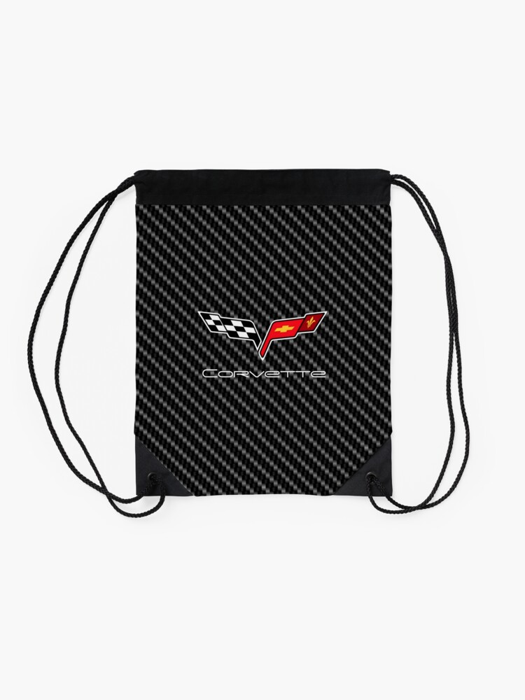 Alternate view of Corvette logo with Carbon Drawstring Bag
