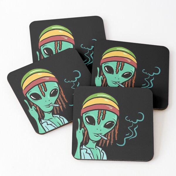 Item preview, Smoking Alien With Middle Finger Up designed and sold by GanjaGrip.