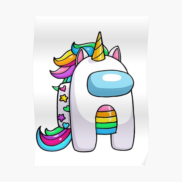 Among Us Unicorn White Character Posters | Redbubble