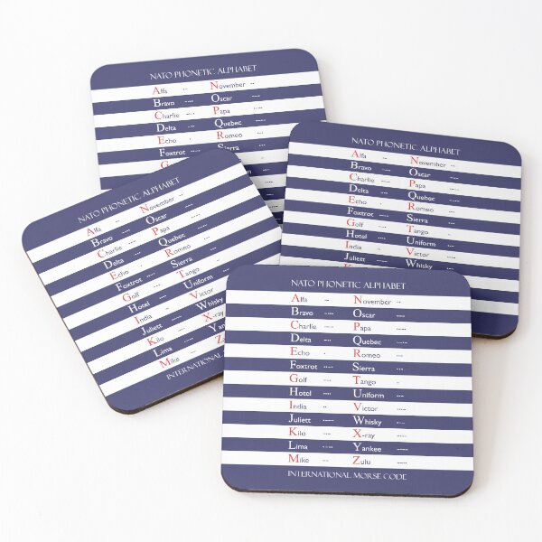 Item preview, NATO Phonetic Alphabet and Morse Code on marine stripe designed and sold by Fibracreativa.