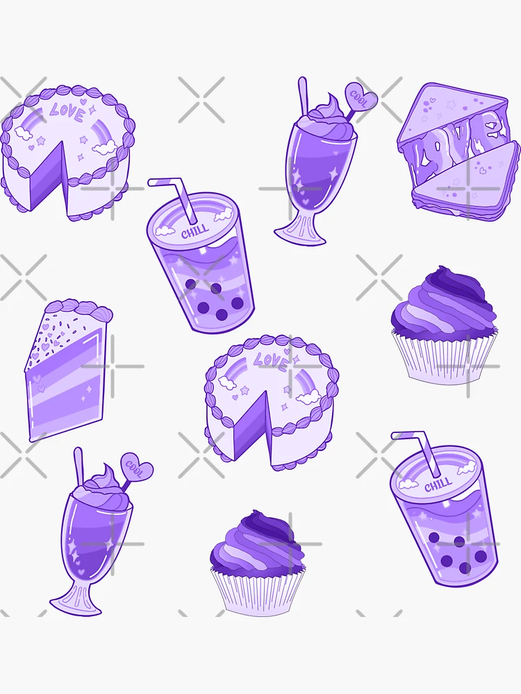 Cute Junk Food Sticker Sheet – Purple & Peach Club