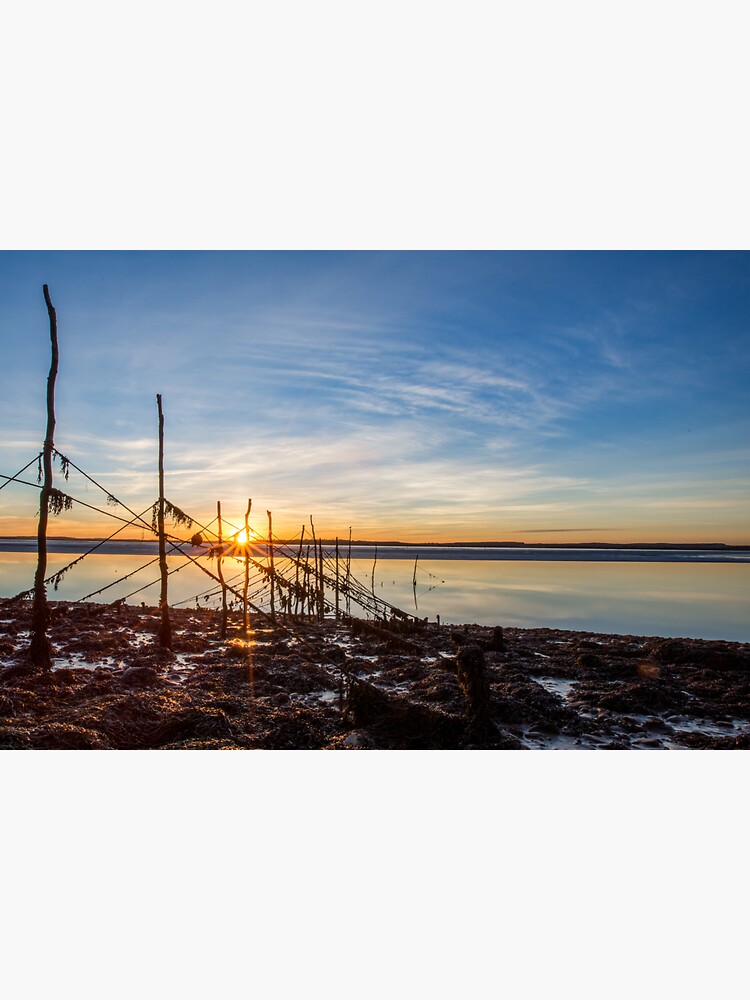 Thumbnail 3 of 3, Sticker, River Cree Salmon Nets at Sunset designed and sold by davecurrie.