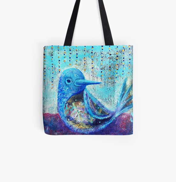 Bluebird of Happiness - Inner Power Painting by Magic with Mellie All Over Print Tote Bag