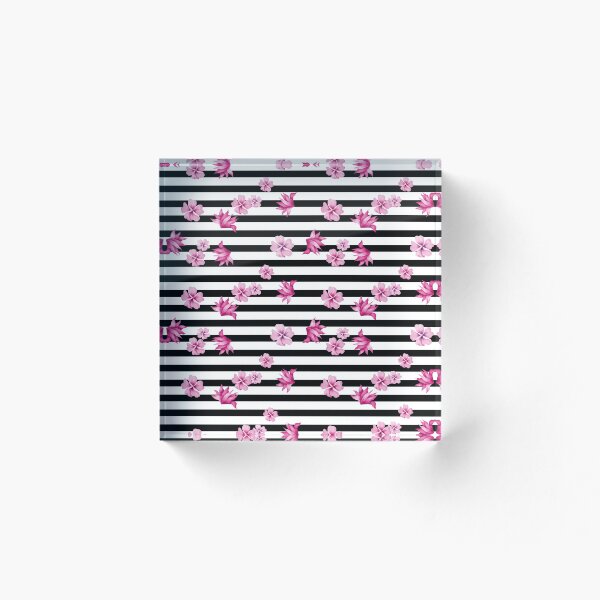 Item preview, pink tropical flower with black stripes pattern. designed and sold by synift22.