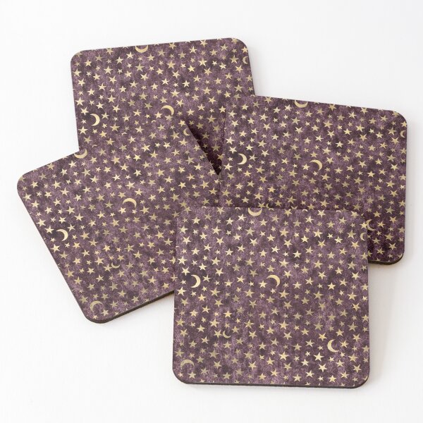 Item preview, Gold moon and stars on velvet design - mauve designed and sold by AnnieHochmann.