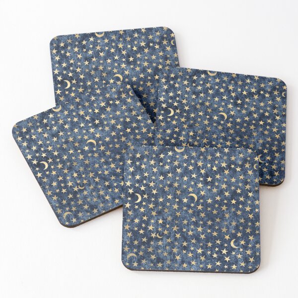 Item preview, Gold moon and stars on velvet design - blue designed and sold by AnnieHochmann.