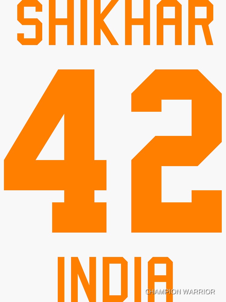 Shikhar Dhawan | 42 | Indian Cricket Jersey Sticker for Sale by CHAMPION  WARRIOR