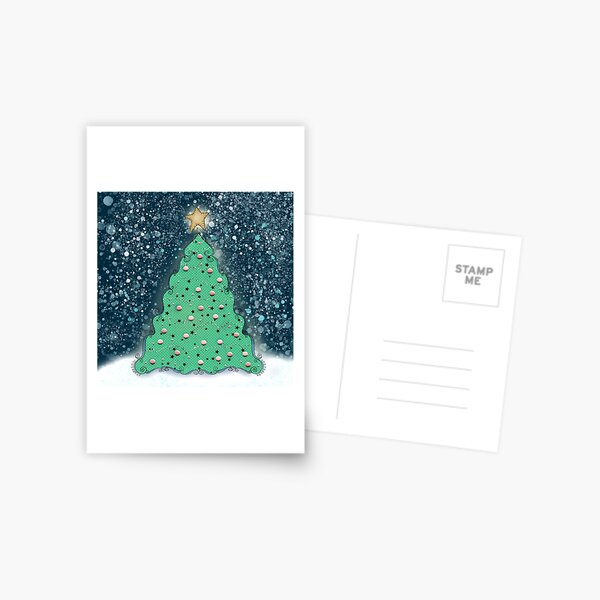 Primitive Christmas Tree Postcard