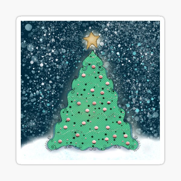 Primitive Christmas Tree Sticker