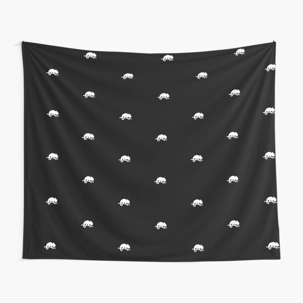 Chameleon Silhouette White Art Tapestry