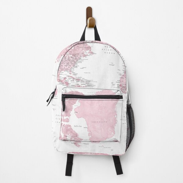 Item preview, Pink watercolor detailed world map Melit designed and sold by blursbyai.