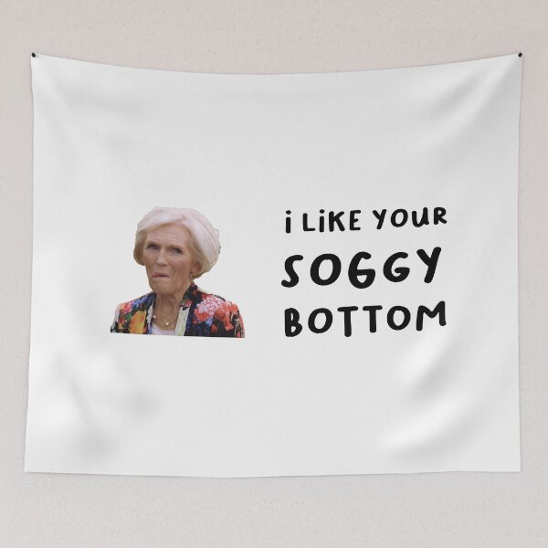 Item preview, Mary Berry I like your soggy bottom great british bake off funny cartoon sticker designed and sold by TheBritishShop.