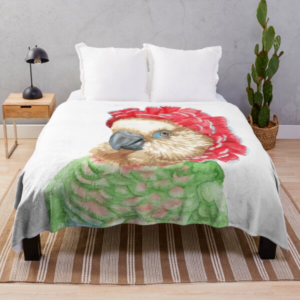 Item preview, Red-fan hawk-headed parrot watercolor designed and sold by L'Atelier Oranjade.