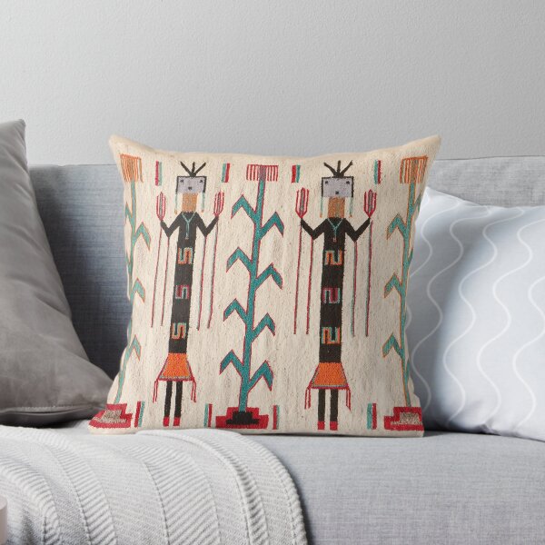 NAVAJO 1950 BLANKET SCAN - GENUINE NATIVE AMERICAN ART Throw Pillow