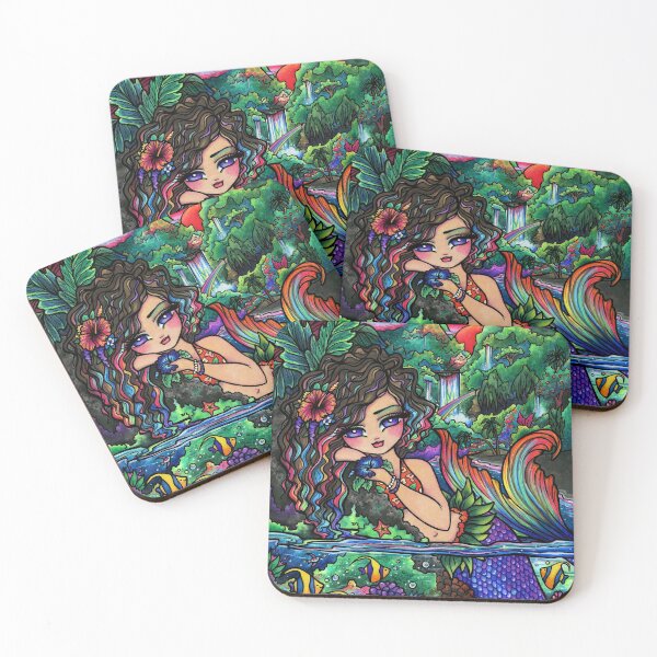 Item preview, Mermaid Tropical Island Colorful Fantasy Art designed and sold by hannahlynnart.