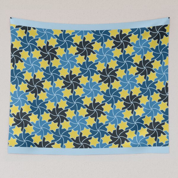 Item preview, Midnight Yellow Blue Shooting Star Tile Mosaic Pattern designed and sold by tremendoustees.
