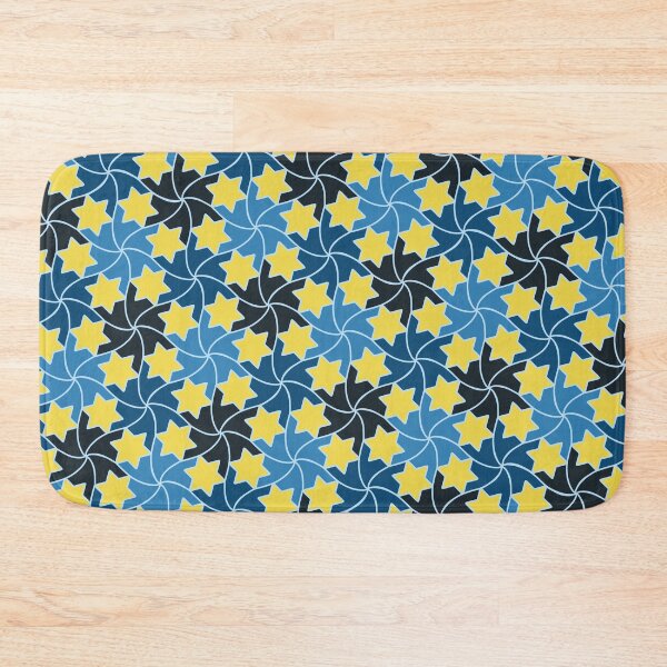 Item preview, Midnight Yellow Blue Shooting Star Tile Mosaic Pattern designed and sold by tremendoustees.