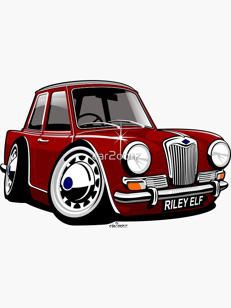 Classic Riley Elf Caricature Red Sticker For Sale By Car2oonz Redbubble