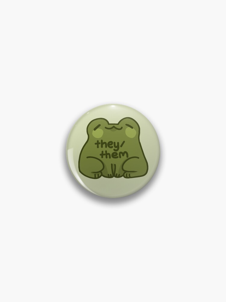 Thumbnail 1 of 3, Pin, They/Them Frog Pronouns designed and sold by humblemushroom.