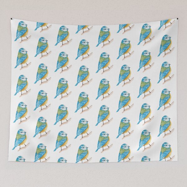 Item preview, Watercolor - Cute blue pimpelmees designed and sold by Karolien Kenis.