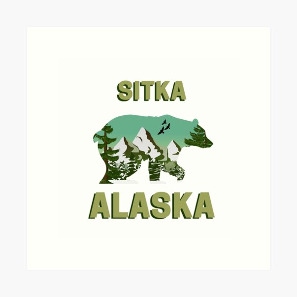 Item preview, Sitka Alaska Mountains - bear landscape designed and sold by AdventurersGold.