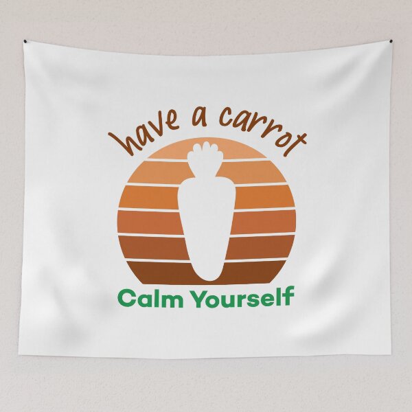 Item preview, Have A Carrot Calm Yourself  Vintage Retro Sunset Funny Vegan Sayings designed and sold by Scratches Tees.