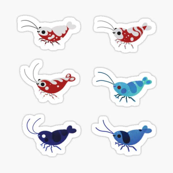 Red and blue shrimp Sticker
