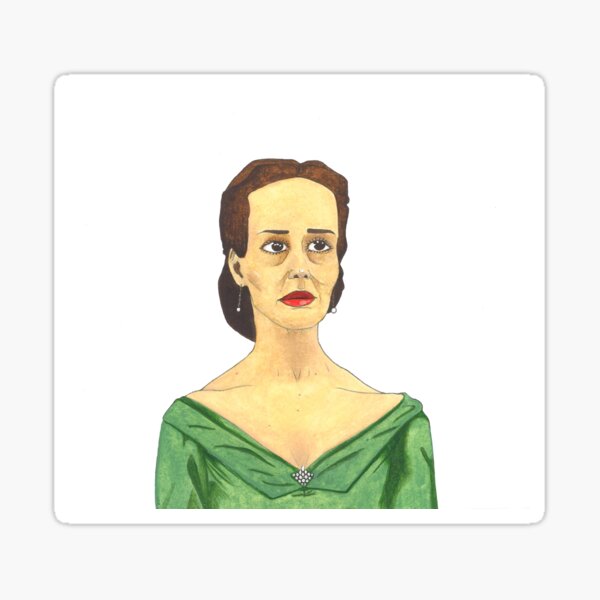 "Watercolor painting of Sarah Paulson as Mildred Ratched" Sticker by