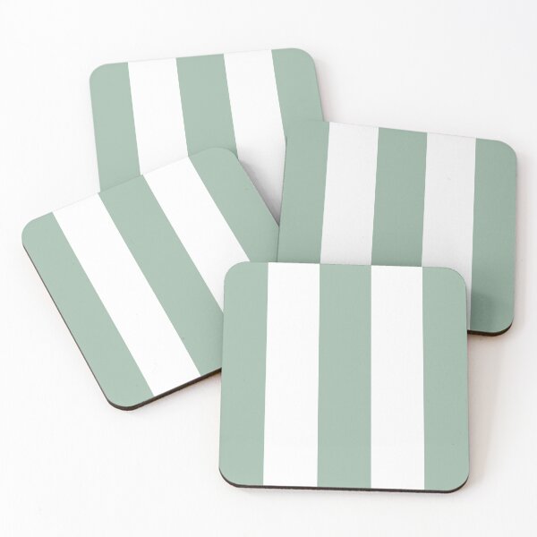 Item preview, Large MUTED GREEN and WHITE Vertical STRIPES designed and sold by RachelMacht.