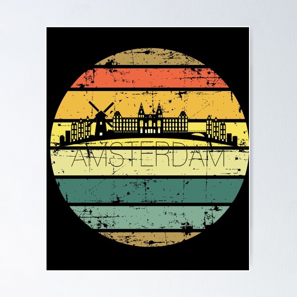Item preview, Amsterdam Skyline Retro designed and sold by Mandala108.