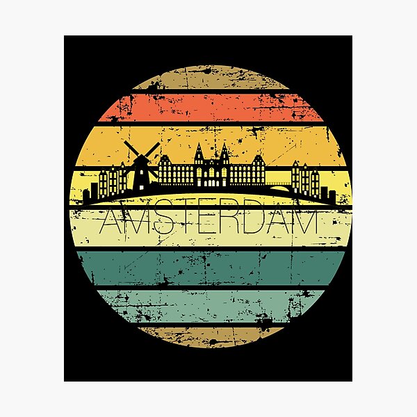 Item preview, Amsterdam Skyline Retro designed and sold by Mandala108.