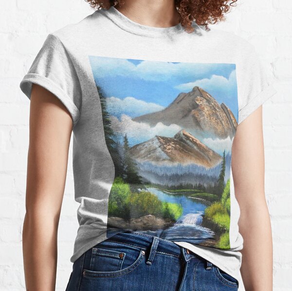 Bob Ross inspirierte Landschaft - Bergkunst Classic T-Shirt