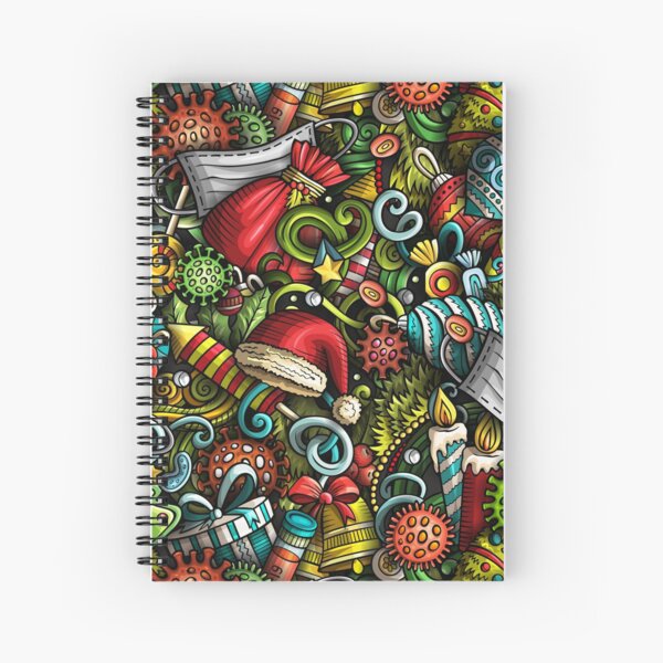Happy New Year and Corona Pattern Spiral Notebook