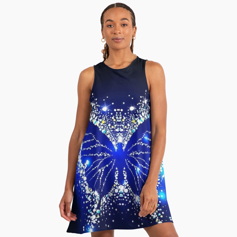 Glowing Neon Blue Butterfly" A-Line Dress for Sale by ReesDesigns |  Redbubble