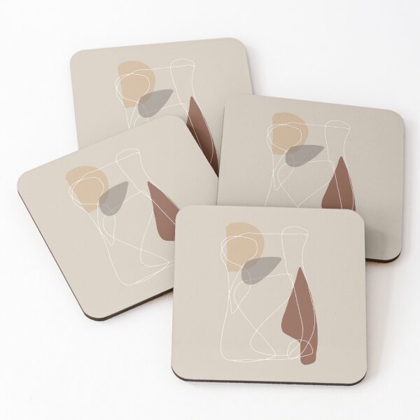 Item preview, Mid century modern, line drawing abstract design. Earthy tones. designed and sold by PandaAvenue.
