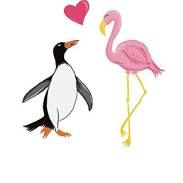Artwork thumbnail, Paul Penguin & Frieda Flamingo by Luaillustration