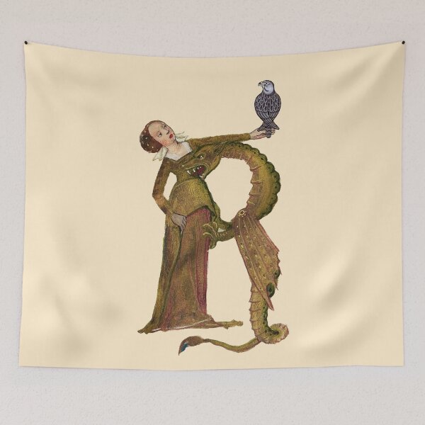 Item preview, LADY DRAGON WITH FALCON R LETTER Medieval Miniature designed and sold by BulganLumini.