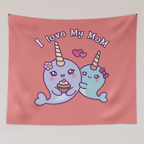 Item preview, Cute Narwhal Girl Hugs Her Mom designed and sold by finnimoo.