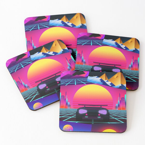 Item preview, 80s Retrowave futuristic car driving designed and sold by Cursed Design.