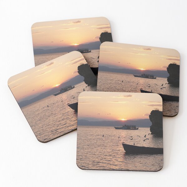 Item preview, Ohrid sunset, boats and birds designed and sold by distracted.