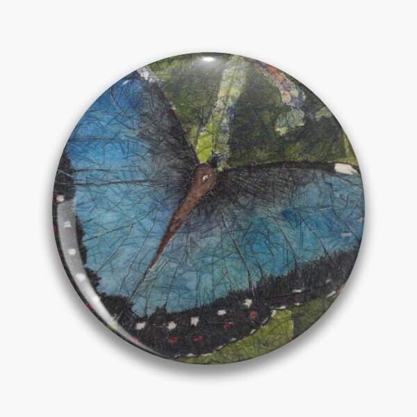 Item preview, Blue Morpho Butterfly Watercolor and Ink Batik designed and sold by The Elderberry Blossom.