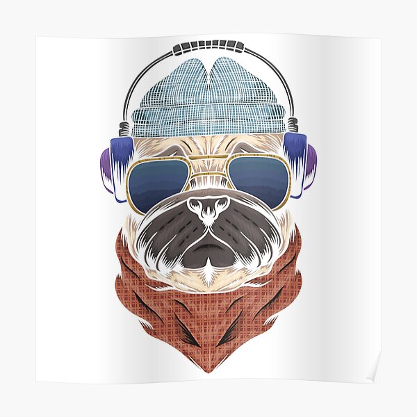 Dog Wearing Headphones Posters Redbubble